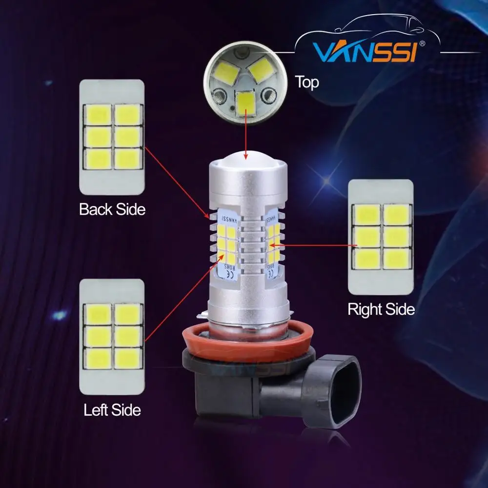 VANSSI 2 шт. H8 H11 Светодиодный светильник HB4 9006 HB3 9005 H10 9145 9140 H16 5202 светодиодный
