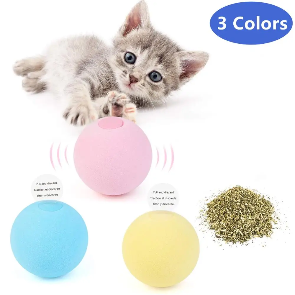 

Interactive Cat Toys Animal Sounds Catnip Training Toy Ball Pet Squeaky Ball For Kitten Cat Novelty Toy