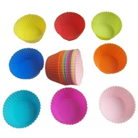 silicone baking cups reusable cupcake liners non stick muffin cups cake molds cupcake holder 12 packs round shape