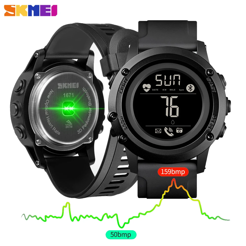 

SKMEI Smart Buletooth Watch Men Sport Calorie Heart Rate Monitor Male Clock Pedometer Call Remind Tracker Wristwatches inteligen