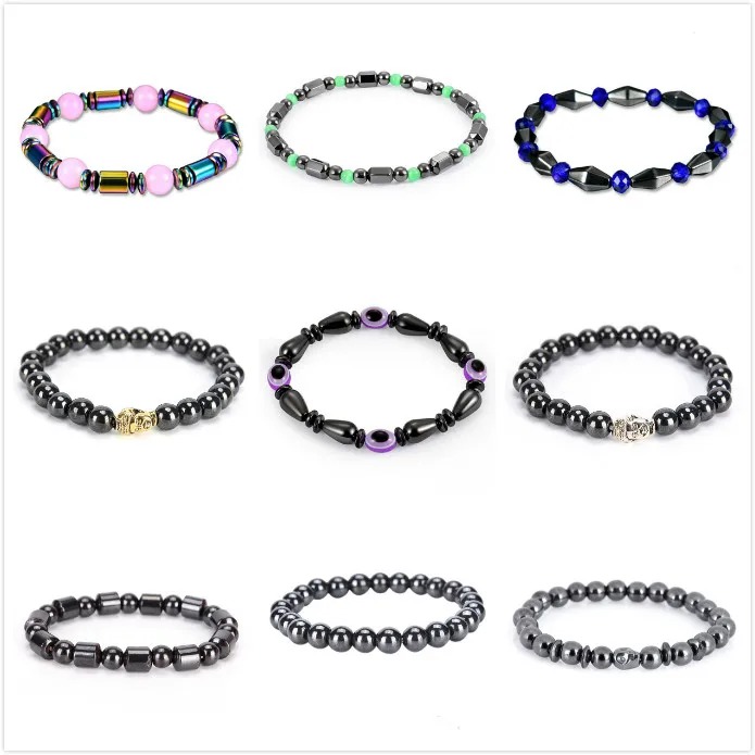 

Women Men Round Black Stone Bracelet Biomagnetism Magnet Hand Ornament