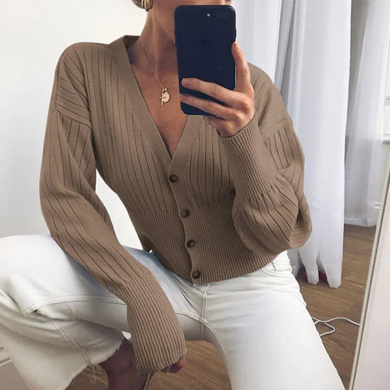 

Shyloli Women Casual Sweater Cardigan v-Neck Batwing Sleeve Short Open Stitch 2020 New Arrival Autumn Fashion Knitted Tops