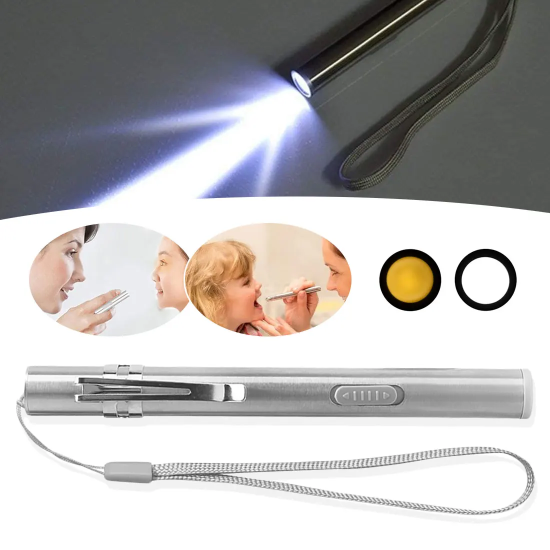 

USB Rechargeable Medical Handy Pen Light Mini Nursing Flashlight LED Torch Lamp With Stainless Steel Clip Pocket Led Flashlight