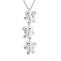 customized childrens engraved name necklace personalized stainless steel gingerbread man pendant necklace christmas gift