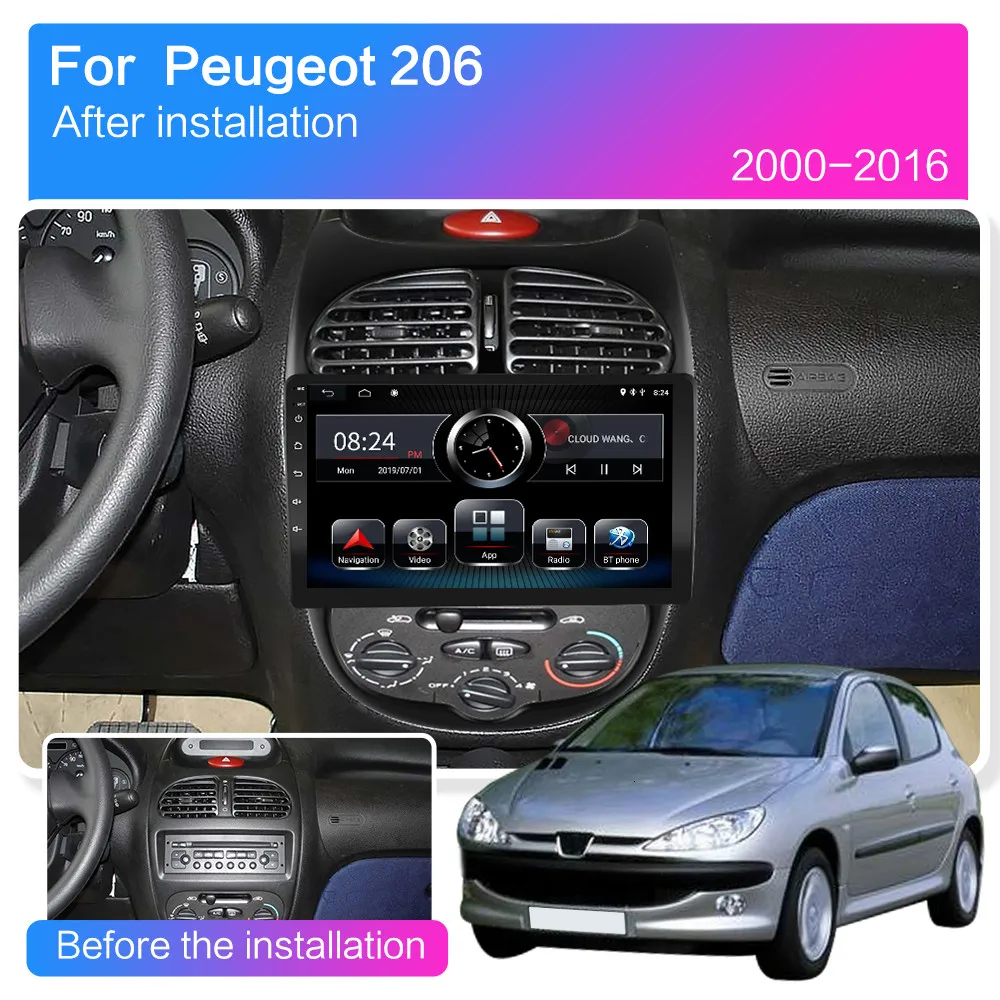 Мультимедийный плеер для Peugeot 206 2000 2016 2 Гб ОЗУ 9 дюймов Android 8 1 радио навигация