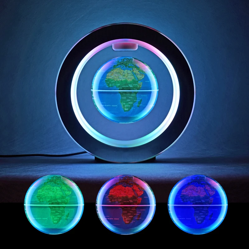 Многоцветная меняющая цвет магнитная левитация плавающая Карта мира Глобус с