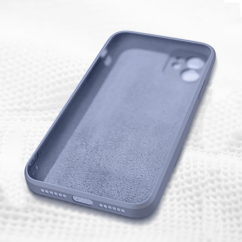 Luxury Orignal Square Frame Liquid Silicone Soft Case For iPhone 11 12 Pro Max Mini X Xs Xr 7 8 6s Plus SE 2020 Shockproof Cover | Мобильные