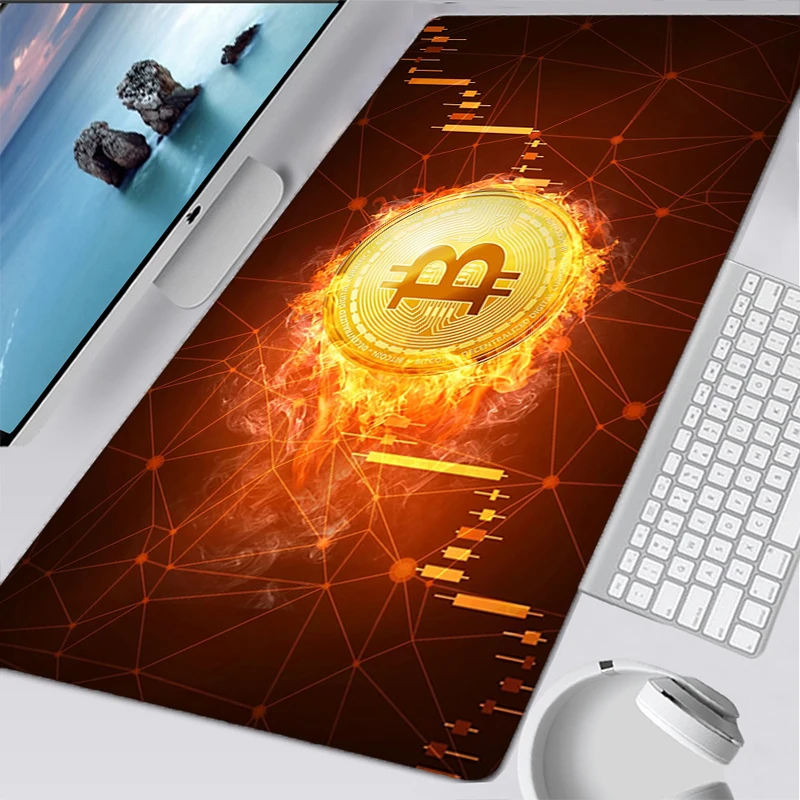 

XXL 90x40cm Mouse Pad Anime Gabinete Gamer Computer Mousepad Gaming Tablet Varmilo Keyboard LOL CSGO Customized Bitcoin Mausepad
