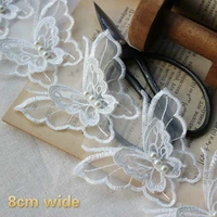 8cm wide exquisite double layer butterfly beaded organza embroidery lace diy wedding dress sewing patch clothes skirt decoration