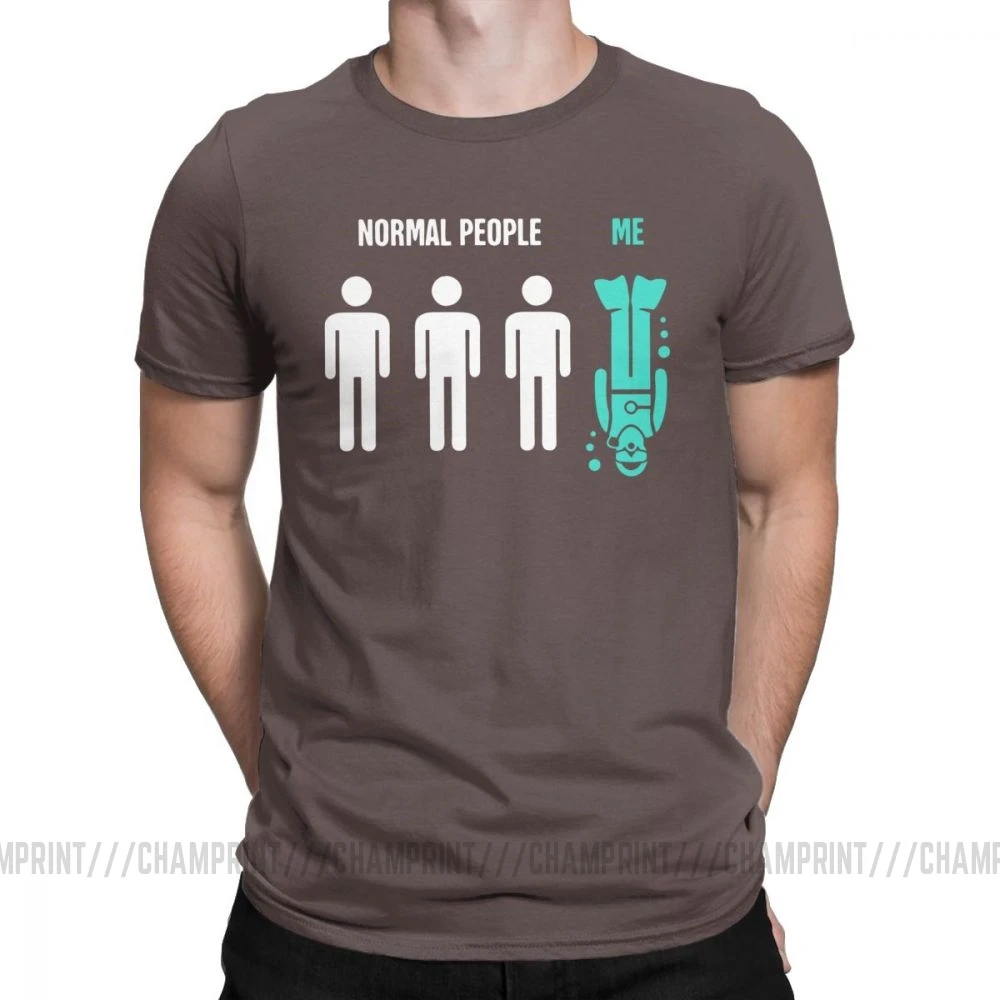 Мужские Забавные футболки для дайвинга с надписью Normal People Me, Спортивная футболка для дайвинга, дайвинга, подводного плавания, хлопковые топы, футболка с коротким рукавом - Цвет: Коричневый