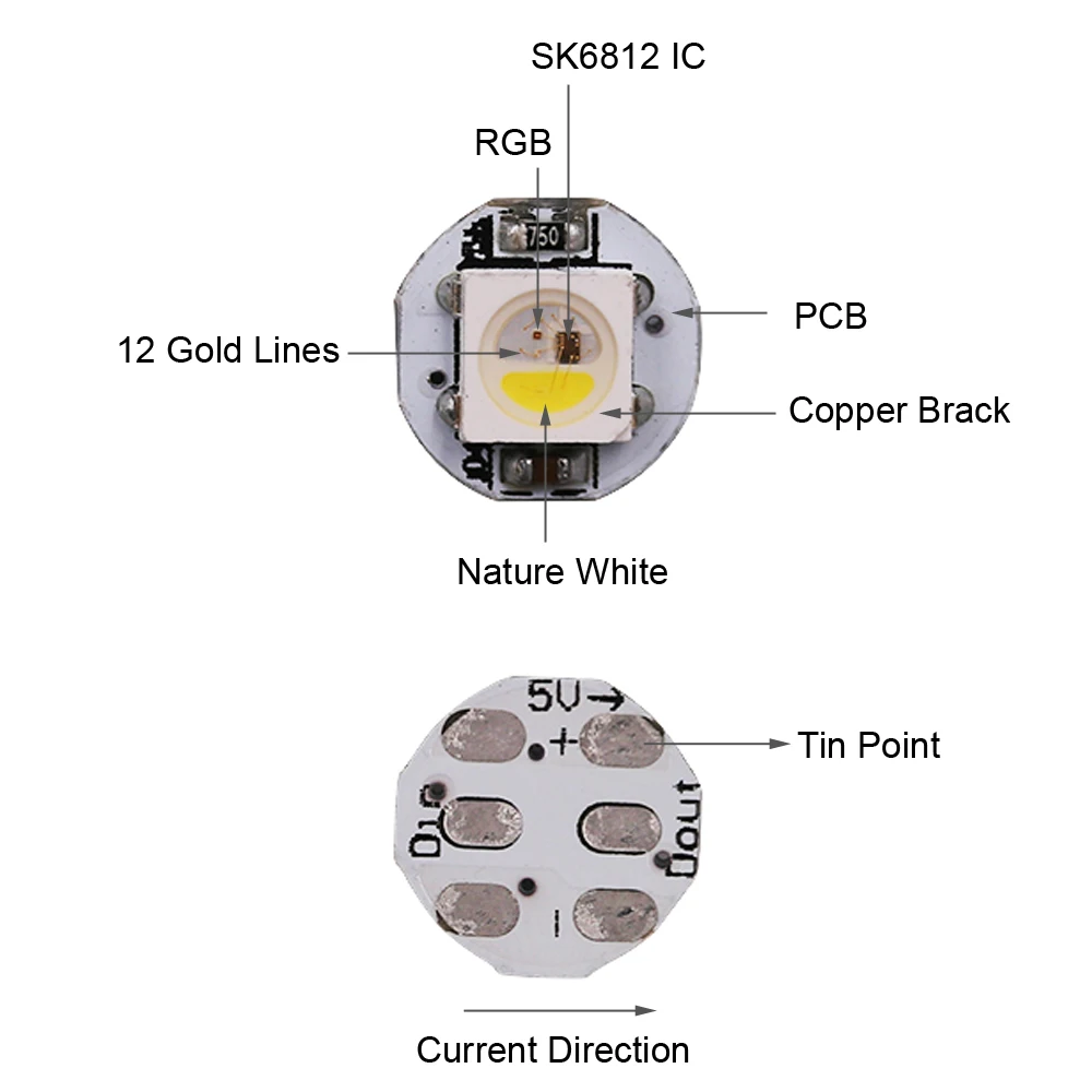 WS2812B SK6812 RGBW RGB теплый RGBNW WWA PCB светодиодный чип Pixel 5 в 10 мм SMD 5050 для полосы