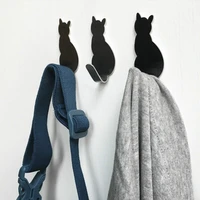 2pcs strong self adhesive door wall hangers hooks for towel suction heavy load rack cup sucker for kitchen bathroom cat pattern