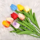 Искусственные цветы, букет тюльпанов на ощупь, недорогой искусственный цветок для свадебной вечеринки, украшение для дома и сада, 1 шт.