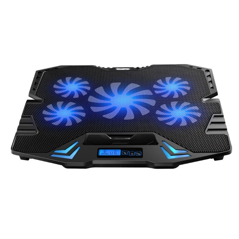 

Lightweight Gaming Laptop Cooler w/ 5 Quiet Fans 5 Heights Adjustment Notebook Cooling Base 2 USB Port Fits 11-18 Inches