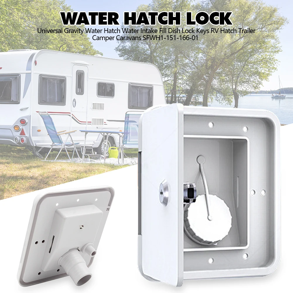 

Hatch Cover Accessories With Keys Square Threaded Fill Dish RV Trailer Lockable Water Intake Parts Caravan Plastic Screws