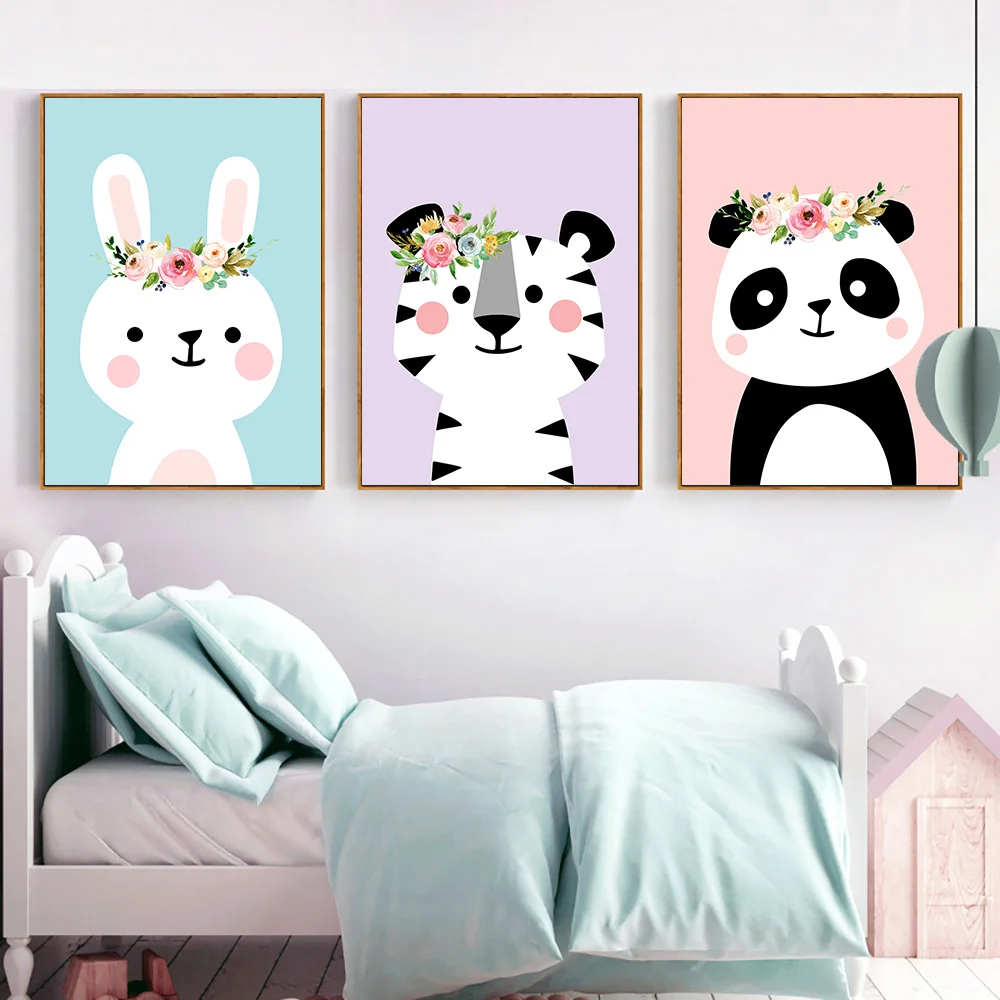 Скандинавский плакат кролик панда картина тигр на холсте настенное Искусство