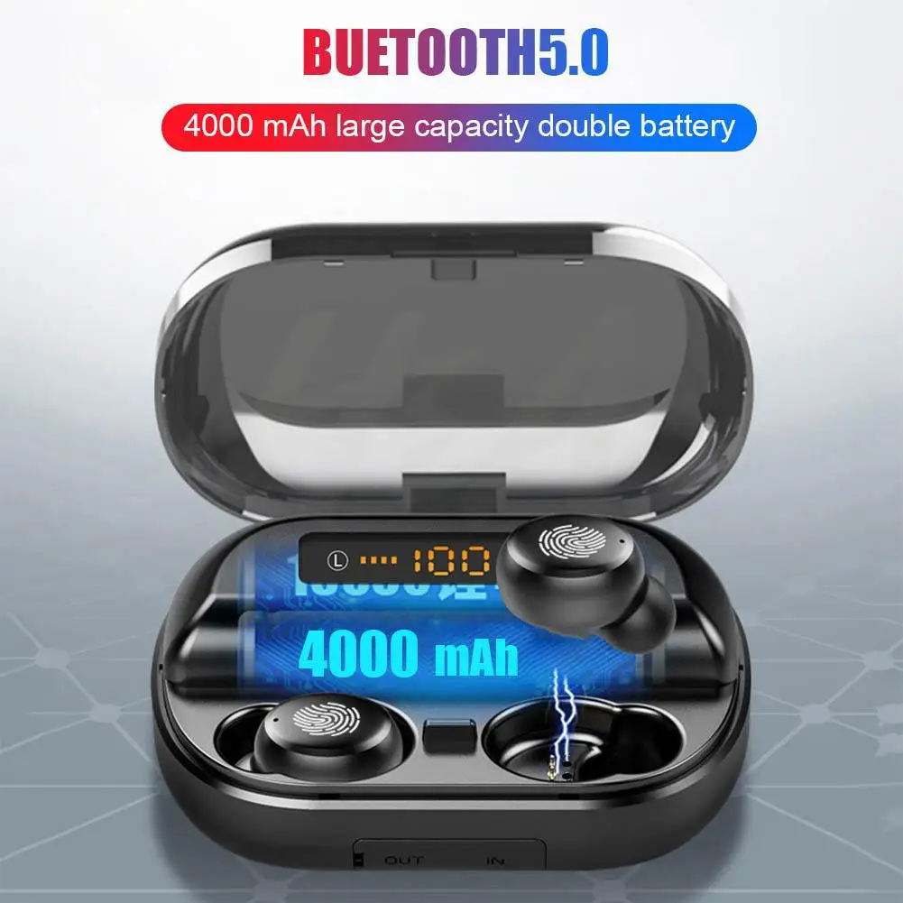 

TWS-стереонаушники V11 с поддержкой Bluetooth 5,0 и зарядным футляром на 4000 мА · ч
