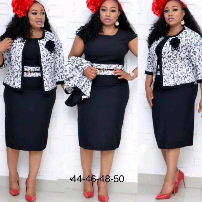 

2 Piece Women Set Coat Dress Christmas African Dresses Dashiki Midi Dress Bazin Riche African Clothing Dresses Africa Clothes