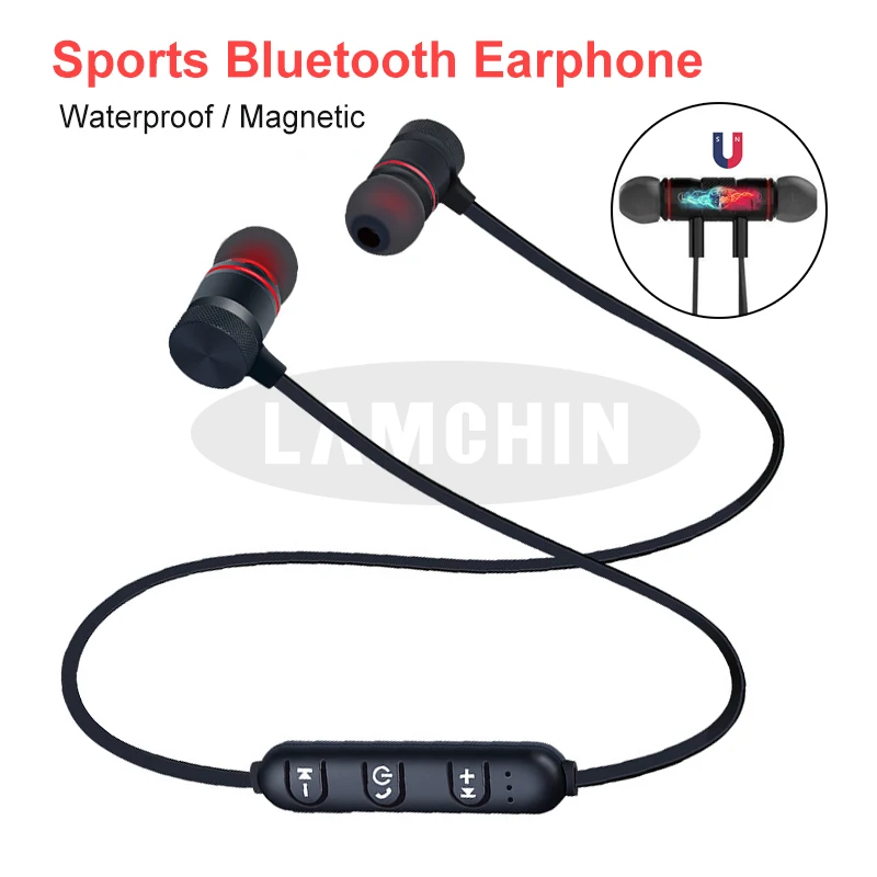 Беспроводные наушники Bluetooth Металлические Магнитные стерео 5 0 Спортивная