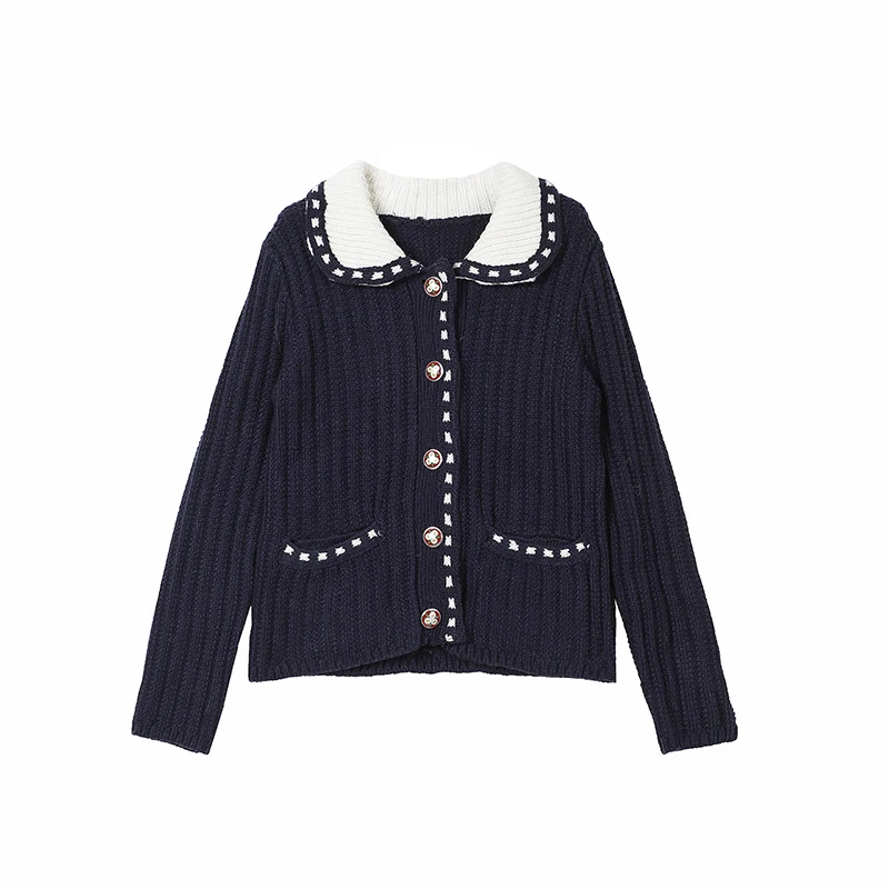 Японский бриллиантовый свитер в стиле ретро с воротником-стойкой японский