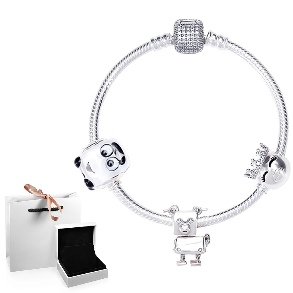 

2020 100% 925 Sterling Silver 1:1 Women's Children's Paradise Series Cute and Lovely Bracelet DIY Beaded Bracelet Set D72343