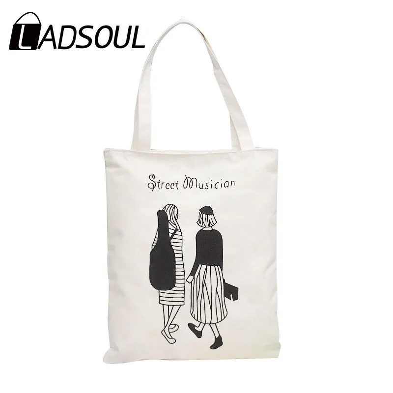 LADSOUL модная Холщовая Сумка через плечо для покупок трендовая дамская сумка с