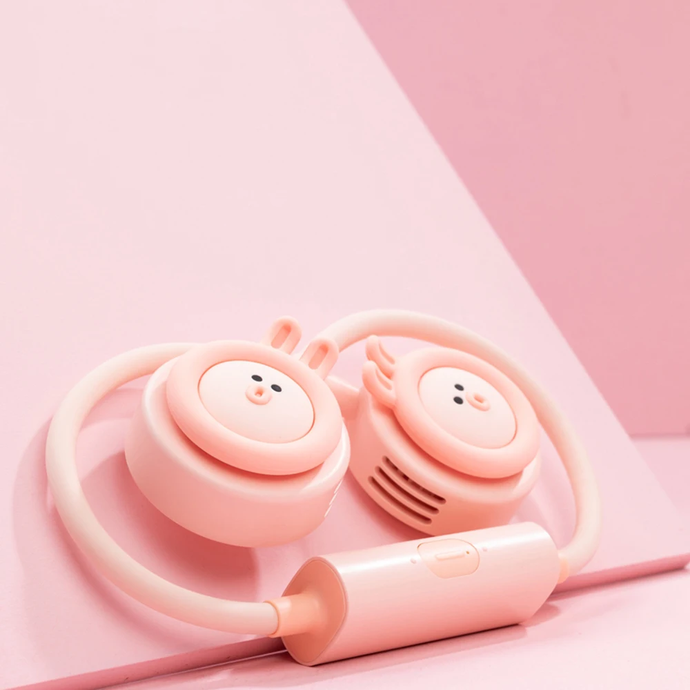 

Rabbit Hanging Neck Fan Portable Type-C Rechargeable Shrinkable Fans Summer Outdoor Sport Strong Wind Hands-Free Radiator