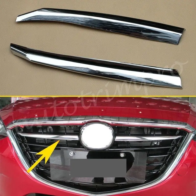 

2X Хромированная передняя решетка полосы крышка отделка Подходит для Mazda3 2014 2015 2016 Аксессуары Украшение автозапчасти