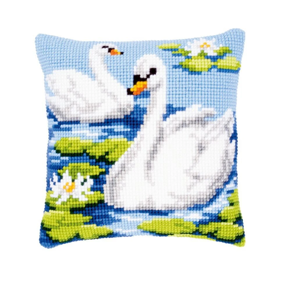 

Latch Hook kits Pillow swan Diy Handmade Printed Canvas Cushion Latch Hook Kits DIY Unfinished accessories