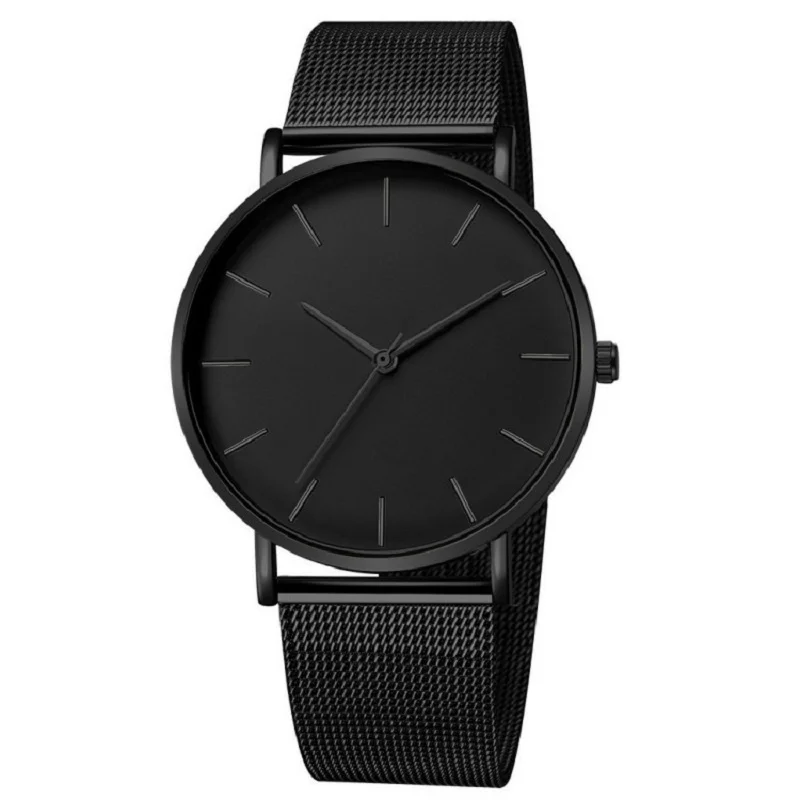 Minimalist Men Fashion Ultra Thin Watches Simple Men's Business Stainless Steel Mesh Belt Quartz Watch Relogio Masculino