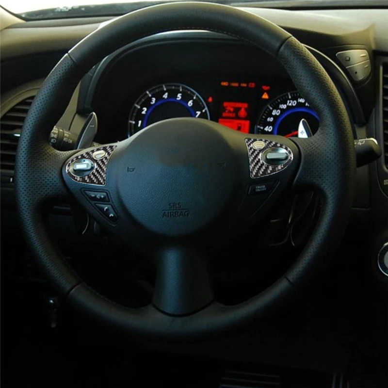 

For Infiniti fx2009-2013/QX70 2014-2017 Steering Wheel Button B Type 2-piece Set Car Accessories Interior Carbon Fiber Stickers