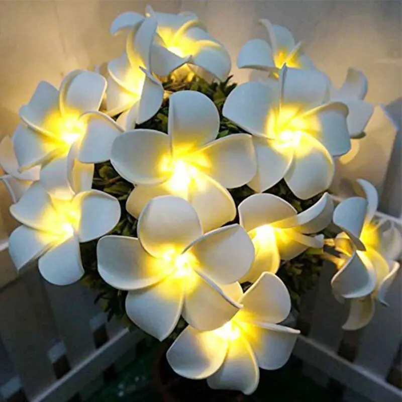 

10/20/30/40 LED Plumeria Decorative String Lights Egg Flower Lamp Christmas X7JE