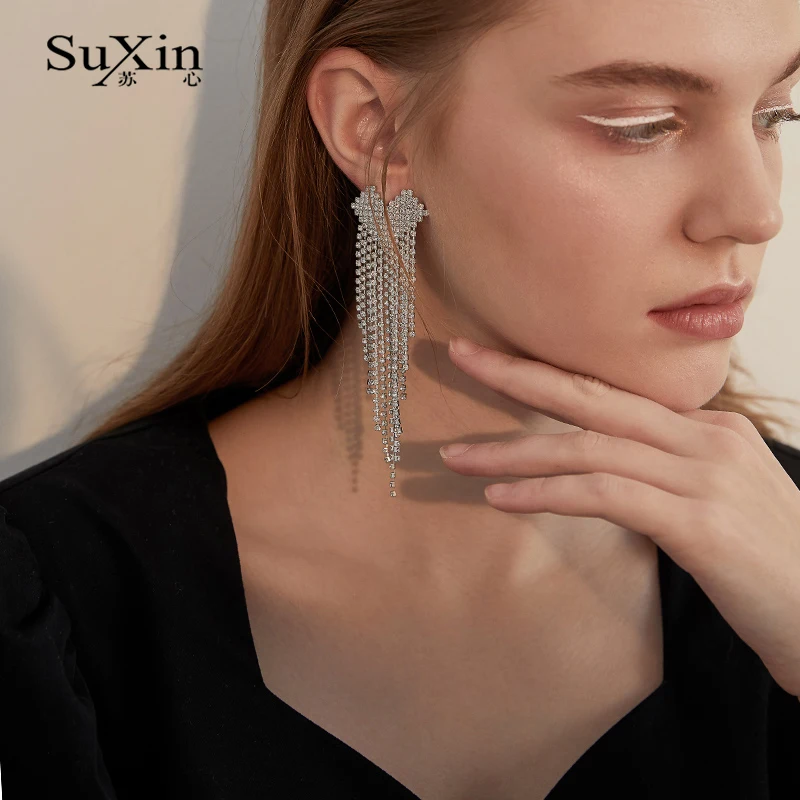 Серьги SuXin новинка 2020 простые серьги кисточки в форме сердца для женщин длинные