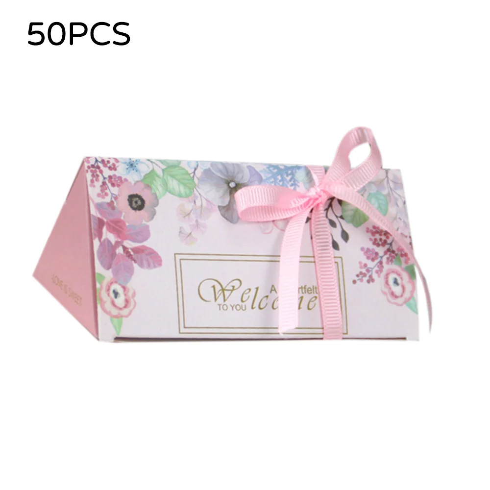 

50pcs Sweet Lovely European Candy Box Creative Triangle Candy Bag For Guests Wedding Decoration Party Supplies
