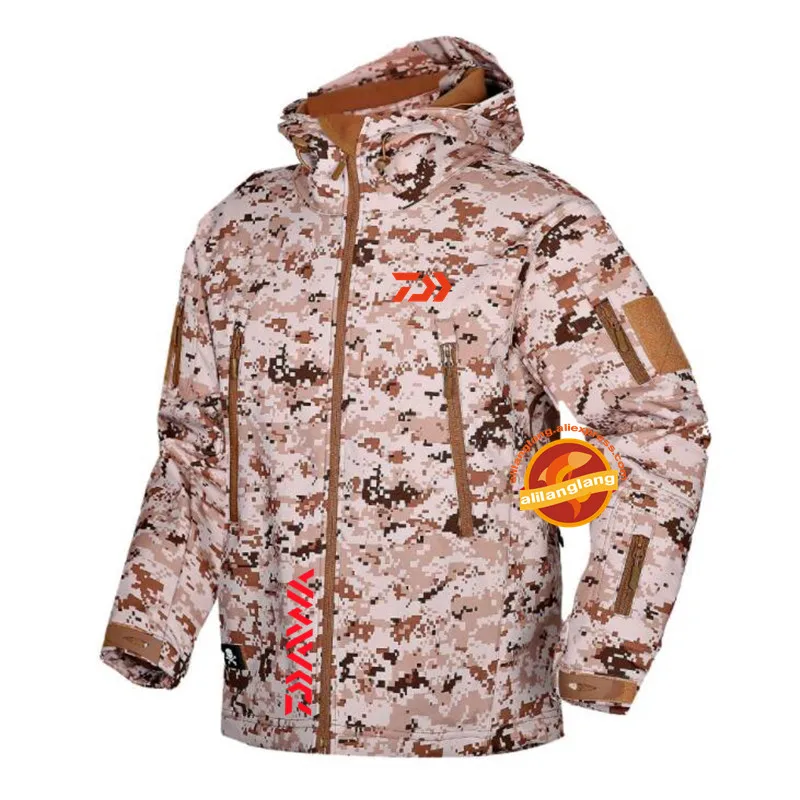 

New Winter Daiwa Fishing Clothes Plus Velvet Fishing Jackets Outdoor Camping Camouflage Clothing Men Autumn Waterproof Keep Warm