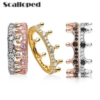 scalloped classic magical princess crown ring for women sparkling zircon diy brand accessories stacking wedding band jewelry