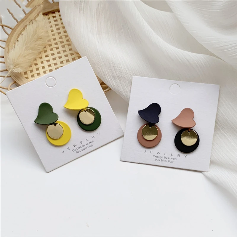 Симпатичные простые круглые металлические пластиковые серьги подвески в форме