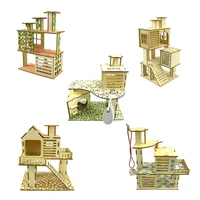 hamster house wooden nesting habitat small animals natural wood play hut villa climbing toys for pet sleep 5 style