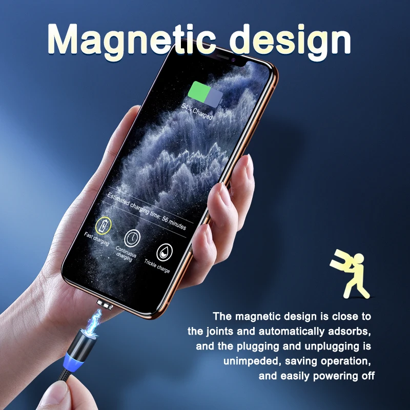 okz 2m magnetic cable micro usb type c charger for android phones fast charging magnet charge cord for iphone 12 11 pro xs max free global shipping