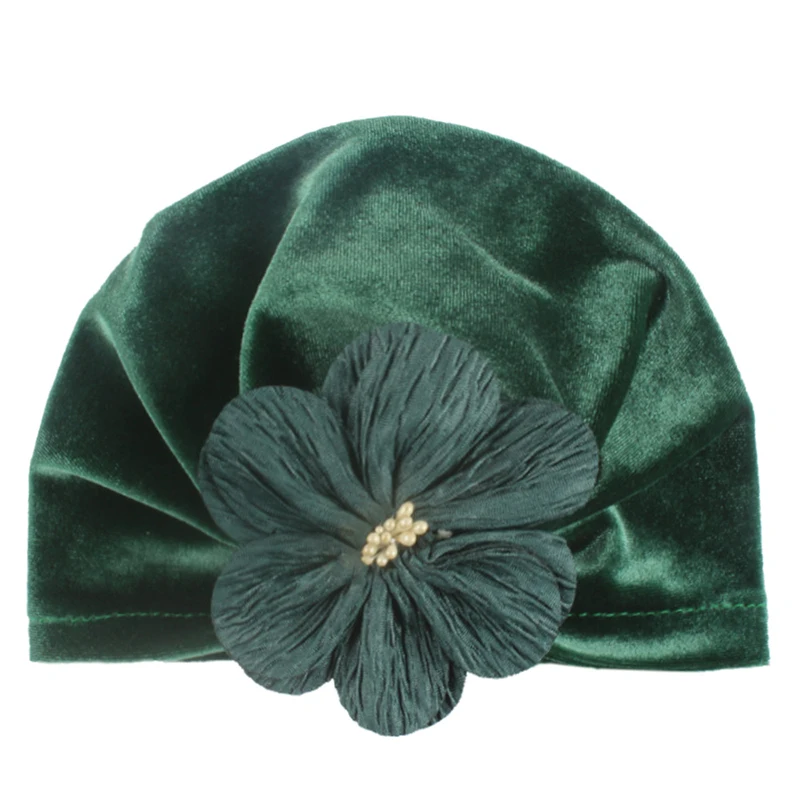 

New Cute Flower Baby Girls Turban Hats Fashion Kids velvet onnet Caps Children Photo Props Headwear Hair Accessories