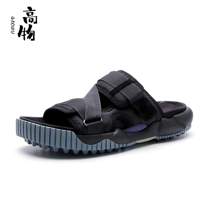 

Men's slippers 2021 summer new leather casual shoes soft soles sports beach shoes fashion solid color flip-flops