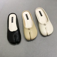 women tabi ninja slippers bowknot slides home sapato feminino soft sole leather flipflops flats for women sliptted toe shoes
