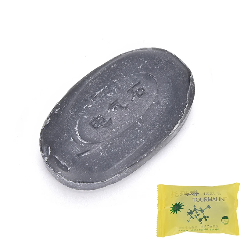1PC 50G Tourmaline Soap Bamboo Active Energy Soap Charcoal Concentrated Soap For Ance Face & Body Beautiful Healthy Care Soap