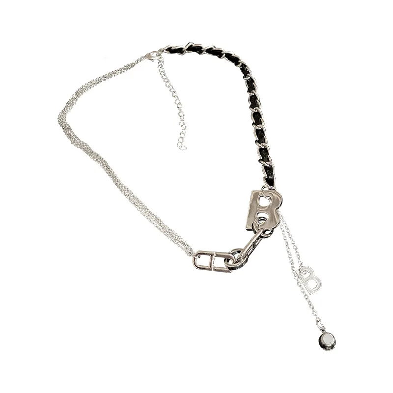 

Origin Summer Punk Letter B Pendant Necklace for Women Fashion Chunky Link Chain Asymmetry Hollow Chokers Necklaces Jewelry
