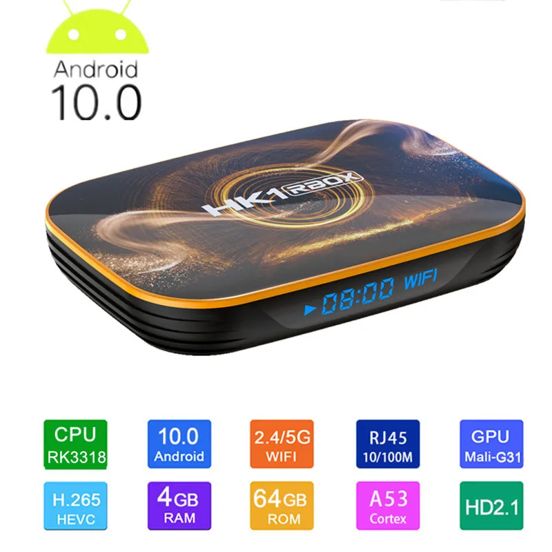 

HK1 Rbox Android 10.0 Smart TV BOX 2GB RAM 16GB ROM Rockchip Rk3318 2.4/5G Wifi BT4.0 4K Media player Set Top Box