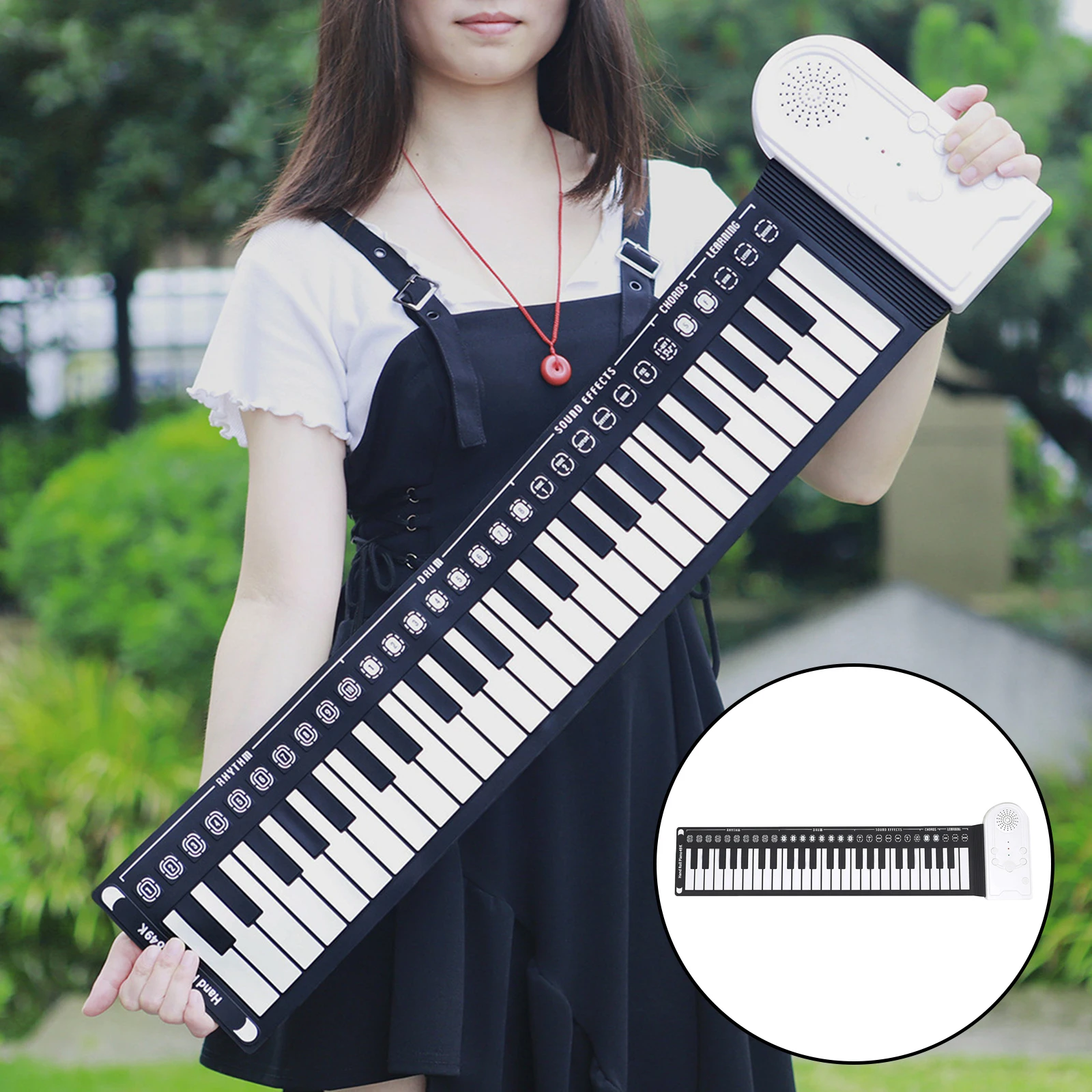 49Keys Flexible Electronic Keyboard Hand Roll Silicone Portable Piano Organ Up |