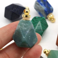 natural stone perfume bottle pendant polygon semi precious pendant for jewelry making charms diy necklace accessory
