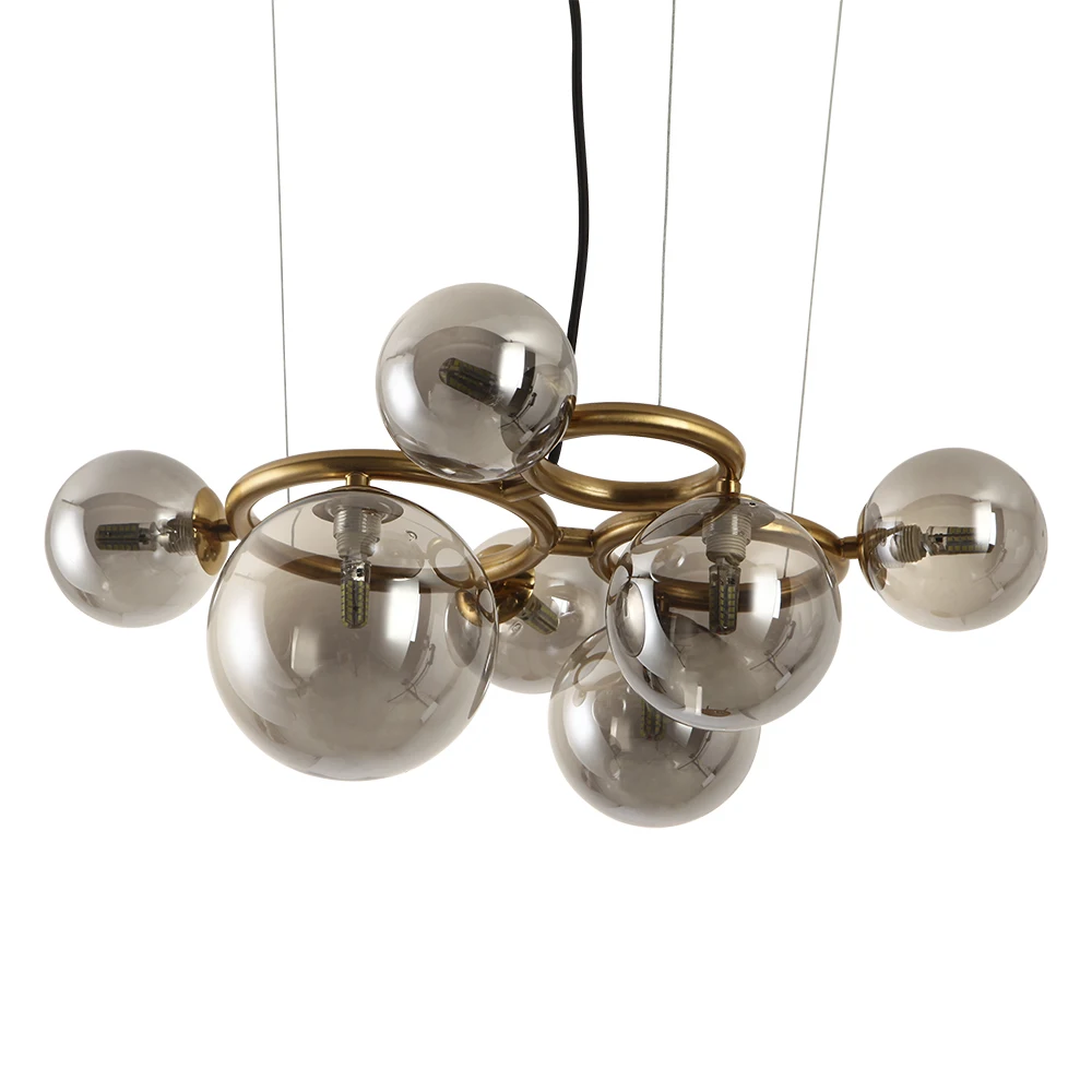 

Artpad Nordic Chandelier Brass Lamp Glass Bubble Lampshade Modern for Dining Living Room Store Hanging Lighting G9 LED Bulb