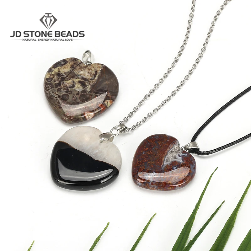 Агат любовь сердце подвеска из драгоценных камней Очаровательное ожерелье