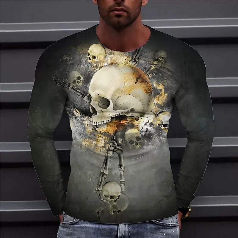 

European and American new style digital printing pullover long-sleeved t-shirt thin men's t-shirt plus size trend venom printing